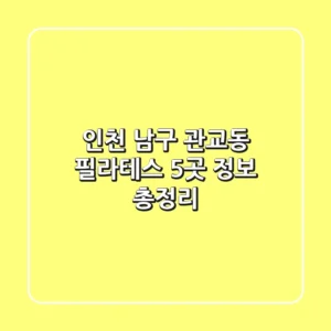 인천 남구 관교동 필라테스 5곳 정보 총정리