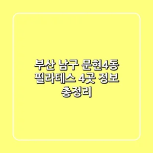 부산 남구 문현4동 필라테스 4곳 정보 총정리