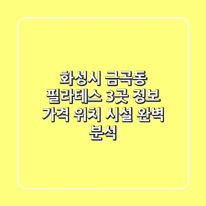 화성시 금곡동 필라테스 3곳 정보 - 가격, 위치, 시설 완벽 분석