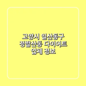 고양시 일산동구 정발산동 다이어트 업체 정보