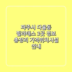 파주시 다율동 필라테스 3곳 정보 총정리 - 가격/위치/시설 안내