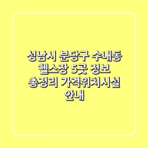 성남시 분당구 수내동 헬스장 5곳 정보 총정리 - 가격/위치/시설 안내