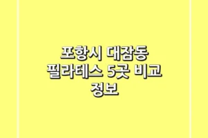 포항시 대잠동 필라테스 5곳 비교 정보