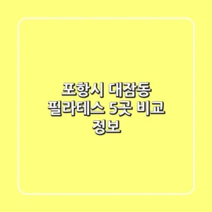 포항시 대잠동 필라테스 5곳 비교 정보