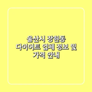 울산시 장현동 다이어트 업체 정보 및 가격 안내