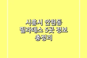 시흥시 안현동 필라테스 5곳 정보 총정리