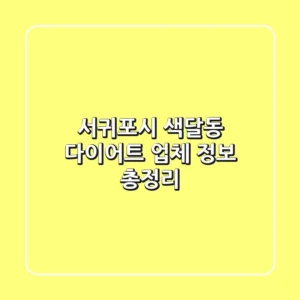 서귀포시 색달동 다이어트 업체 정보 총정리