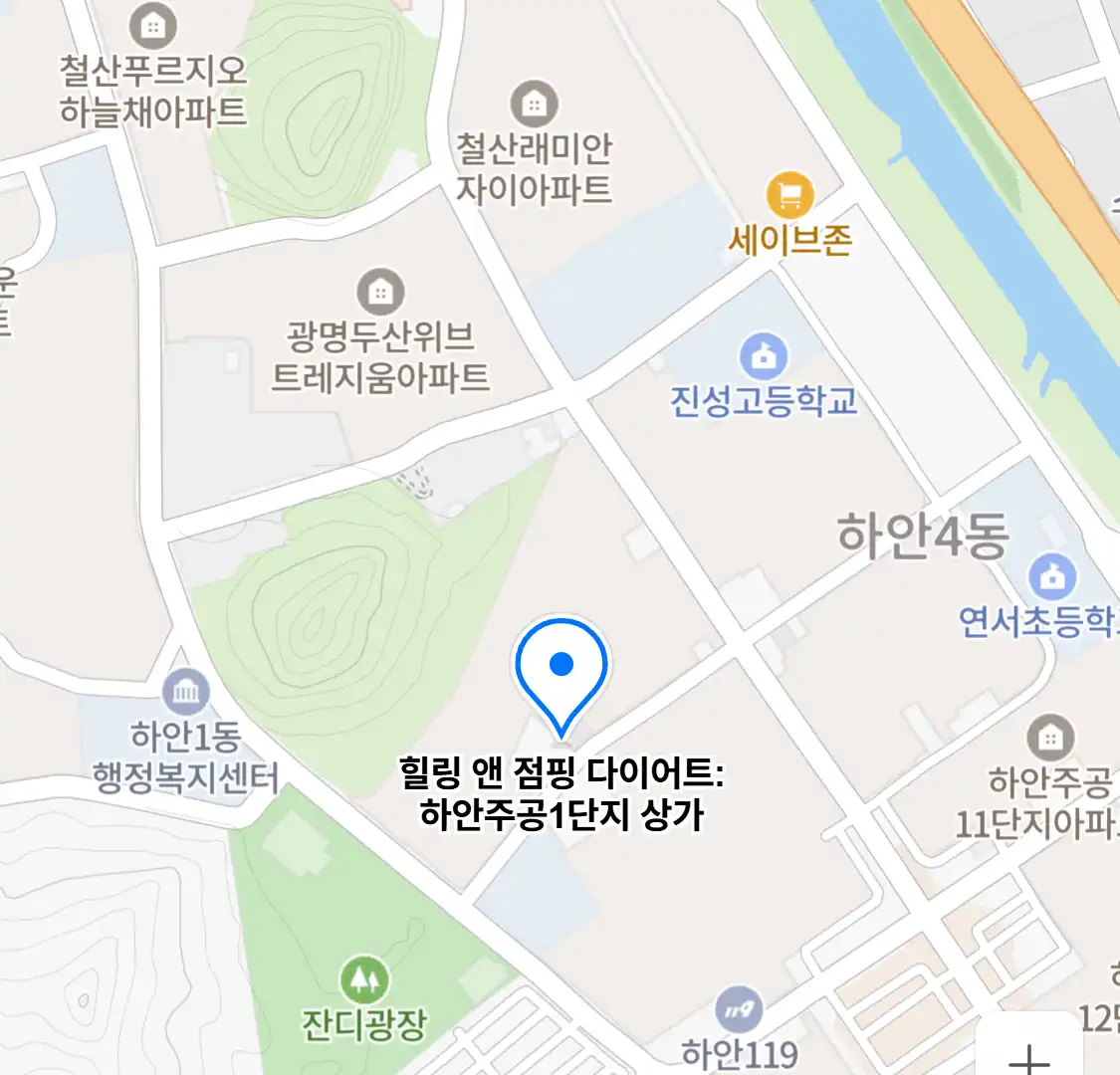 힐링 앤 점핑 다이어트:하안주공1단지 상가 위치